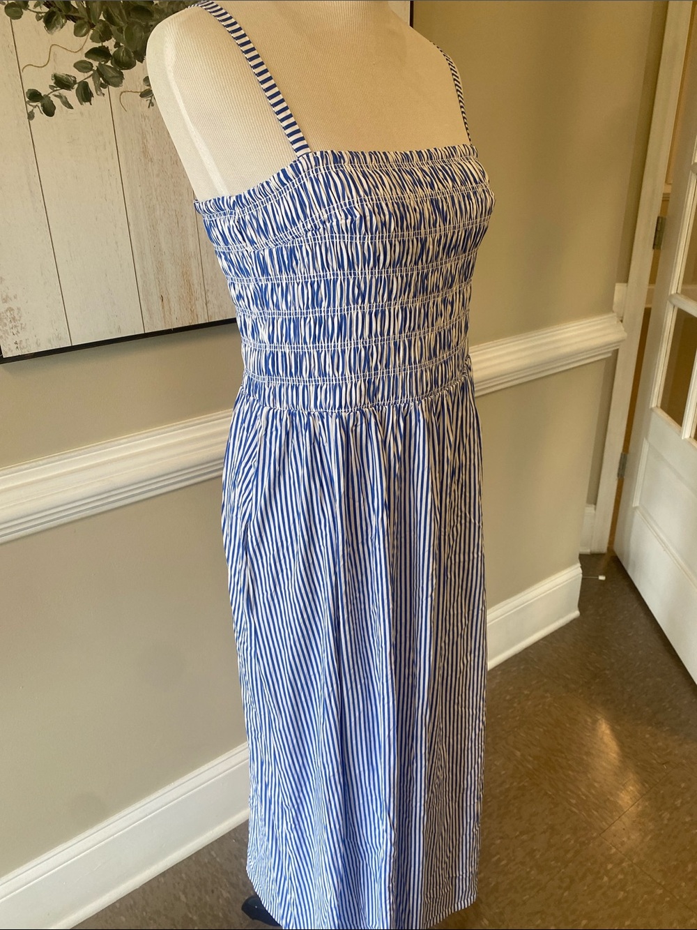 Market & Spruce Light Blue and White Striped Smocked Dress - Picture 10 of 10
